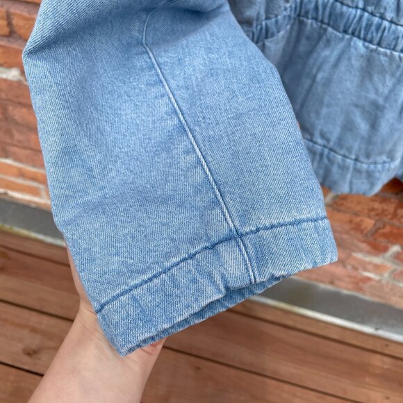 J. Jill Indigo Moonstone Light Wash Padded Denim Blazer Jacket Petite Medium - Picture 4 of 7